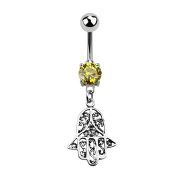 Banana silver with hamsa pendant yellow
