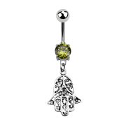 Banana silver with hamsa pendant olive