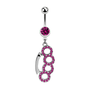 Banana argento con ciondolo in ottone nocche fucsia