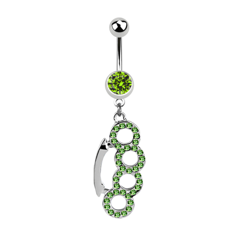 Banana in argento con pendente in ottone nocche verde chiaro