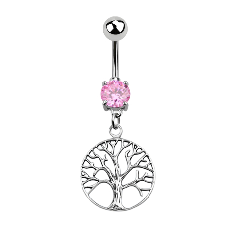 Banane silber mit Anhänger Baum pink