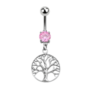Banana silver with pendant tree pink