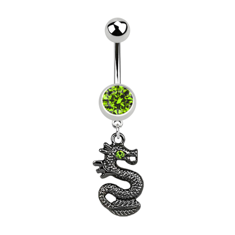 Banana silver with pendant black dragon light green