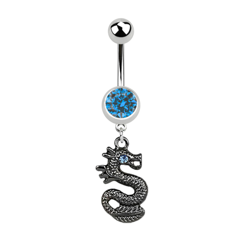 Banana silver with pendant black dragon light blue