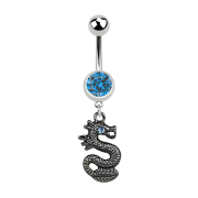 Banana silver with pendant black dragon light blue