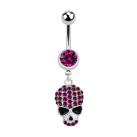 Banane argent avec pendentif crâne fuchsia