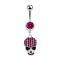 Banane argent avec pendentif crâne fuchsia