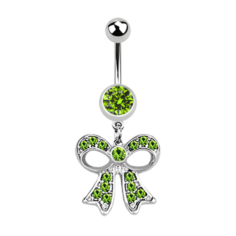 Banane silber mit Anhänger Masche hellgrün