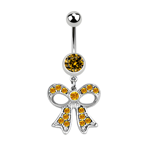 Banane silber mit Anhänger Masche topaz