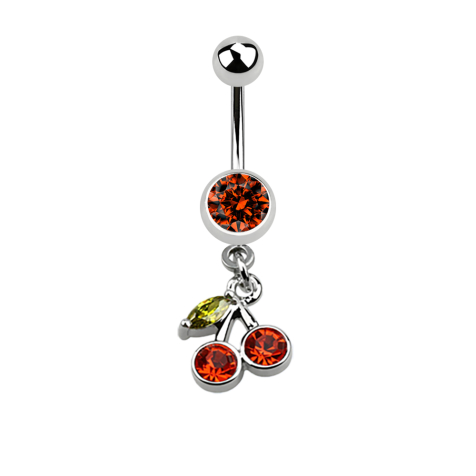 Silver banana with orange claw pendant and green leaf