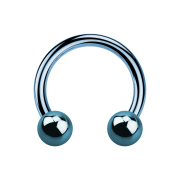 Circular barbell light blue with two balls