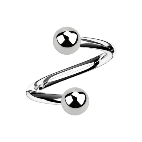 Spirale argentée avec deux boules