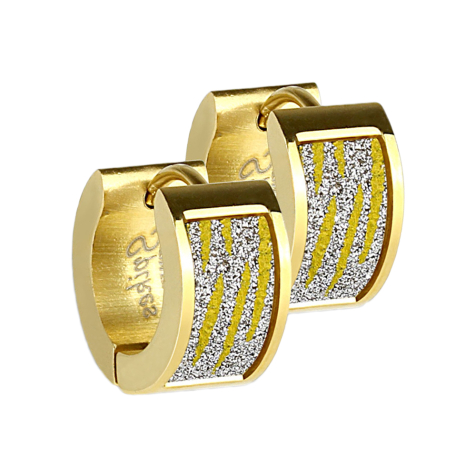 Ohrring zum Klappen vergoldet mit glitter und Zebramuster