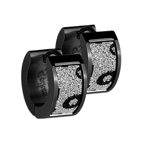 Ohrring zum Klappen schwarz mit glitter und Leopardenmuster