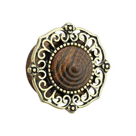 Flared Plug en bois de sono avec bouclier tribal