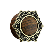 Flared Plug en bois de sono avec bouclier tribal fleur de...