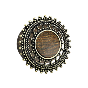 Flared plug made of sono wood with tribal shield rose