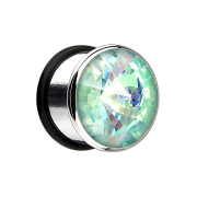 Flared Plug avec grand cristal aqua