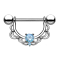 Barbell half wreath silver with crystal aqua