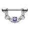 Barbell half wreath silver with crystal tanzanite
