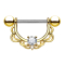 Barbell half-wreath gold-plated with silver crystal
