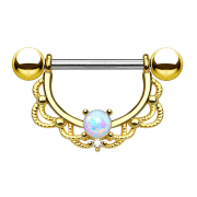 Barbell Halbkranz vergoldet mit Opal