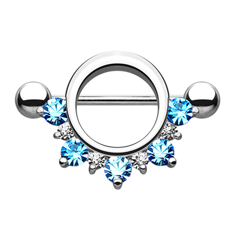 Barbell rond avec différents cristaux auqa