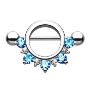 Barbell round with different crystals auqa