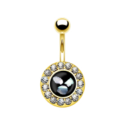 Banana with mother-of-pearl insert, round, 14k gold-plated