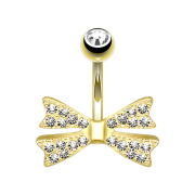 Banana 14k gold-plated bow tie with crystal