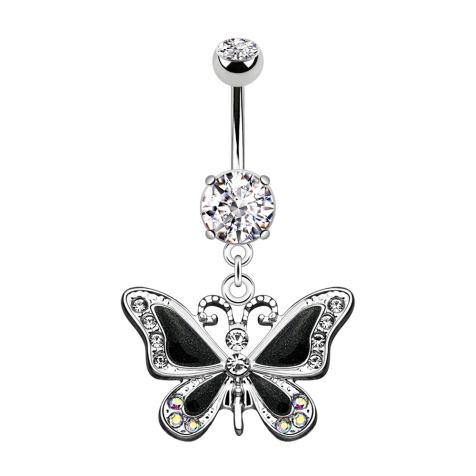 Banana silver with pendant butterfly black