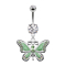 Banane silber mit Anhänger Schmetterling grün