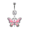 Banana silver with butterfly pendant pink