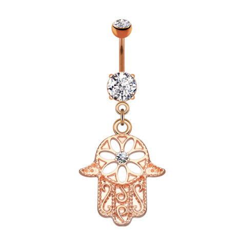 Banana rose gold with hamsa pendant ornate crystal silver