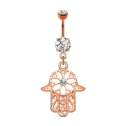 Banana rose gold with hamsa pendant ornate crystal silver