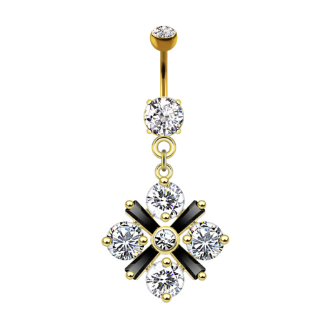 Banane 14k vergoldet mit Anhänger Blumenkreuz Kristall