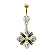 Banane 14k vergoldet mit Anhänger Blumenkreuz Kristall