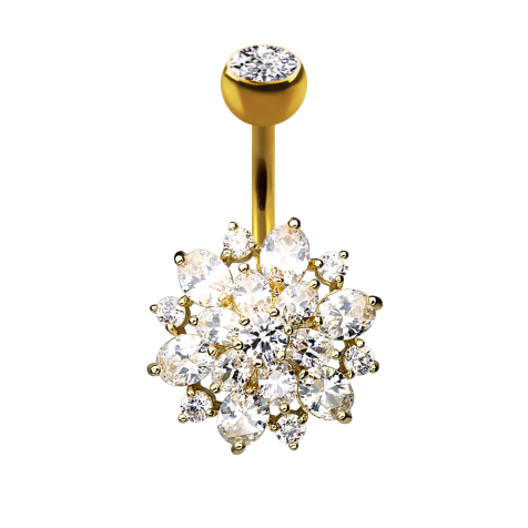 Banana 14k gold-plated crystal dahlia silver