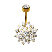 Banana 14k gold-plated crystal dahlia silver