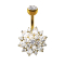 Banana 14k gold-plated crystal dahlia silver