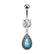 Banane argent avec pendentif design vintage et pierre...