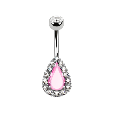 Banana argento gocce di cristallo rosa cerchiate di cristalli