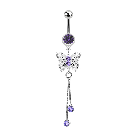 Banane argent avec pendentif papillon royal cristal tanzanite