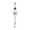 Banane argent avec pendentif papillon royal cristal tanzanite