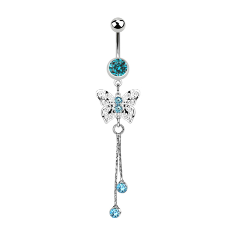 Banana silver with pendant king butterfly crystal aqua
