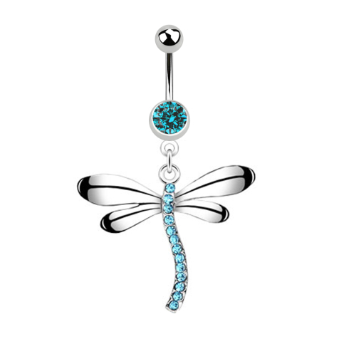 Banana silver with pendant dragonfly crystal aqua