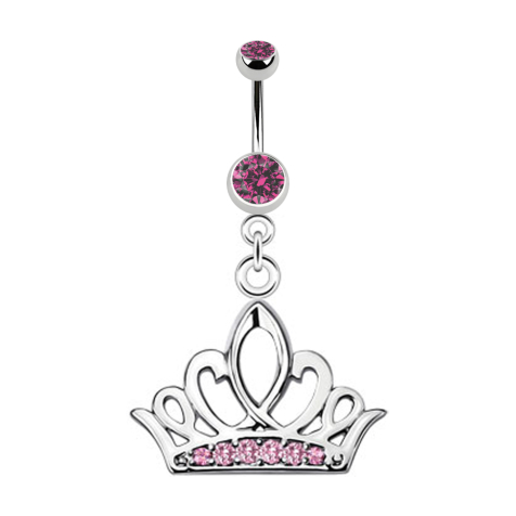 Banane argent avec pendentif Tiara couronne rose