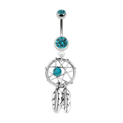 Banana silver with pendant dreamcatcher and ball aqua