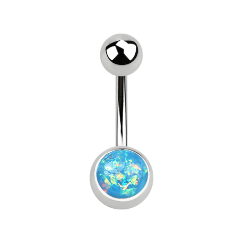 Banane argentée avec opale pailletée aqua