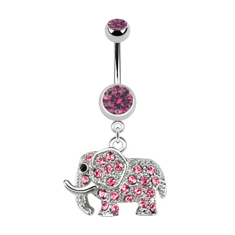 Banana in argento con ciondolo a forma di elefante rosa